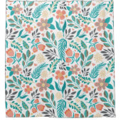 Kleurig patroon van bronbloemen douchegordijn (Voorkant)