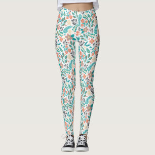Kleurig patroon van bronbloemen leggings