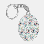Kleurig patroon van bronbloemen sleutelhanger (Voorkant Links)