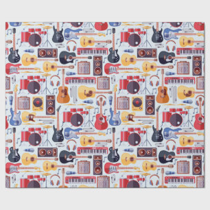 Kleurig patroon van muziekinstrumenten cadeaupapier