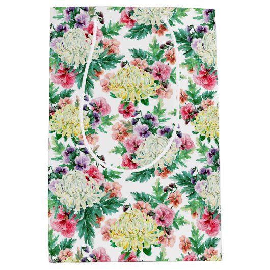 Kleurig patroon van zomerbloemen medium cadeauzakje (Voorkant)