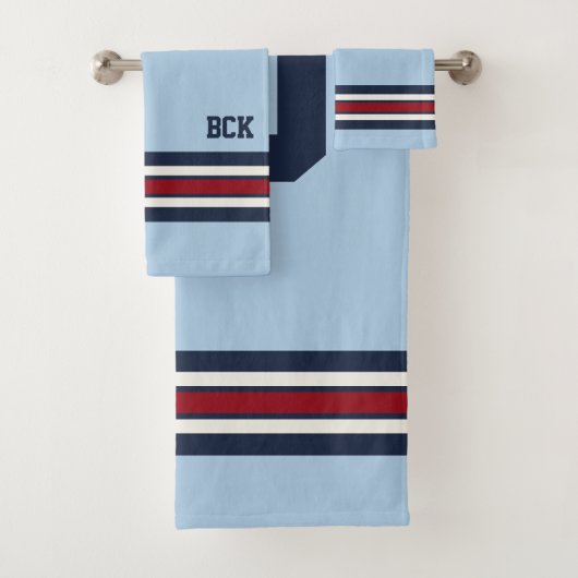 Kleurig persoonlijk Ice Hockey Blue Shirt Stripe Bad Handdoek (Insitu)