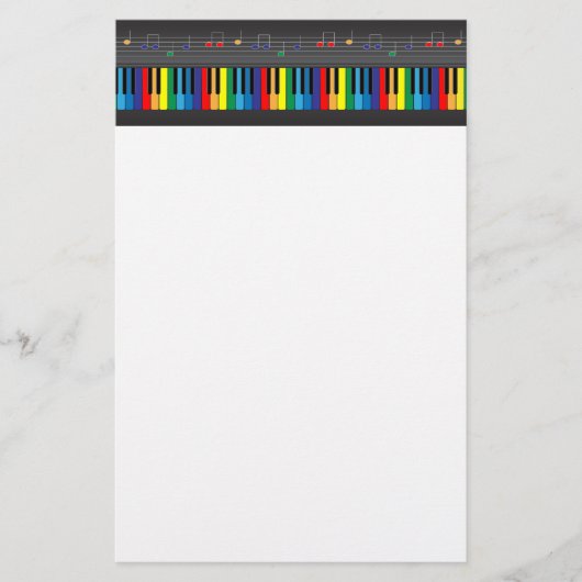 Kleurig pianotoetsenbord briefpapier (Voorkant)