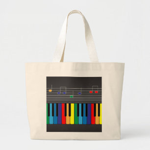 Kleurig pianotoetsenbord grote tote bag