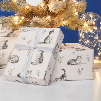 Kleurig Potloodschets Katten Inpakpapier