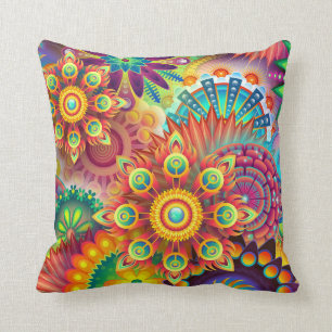 Kleurig psychedelisch Abstracte floraalpatroon Kussen