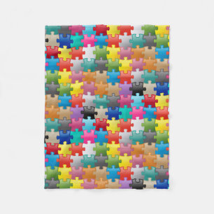 Kleurig puzzelpatroon fleece deken