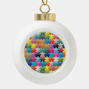 Kleurig puzzelpatroon keramische bal ornament