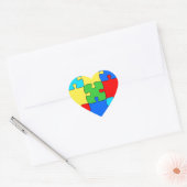 Kleurig puzzelpatroon voor puzzelstukpuzzel hart sticker (Envelop)