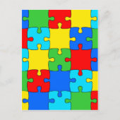 Kleurig puzzelpatroon voor puzzelstukpuzzels briefkaart (Voorkant)