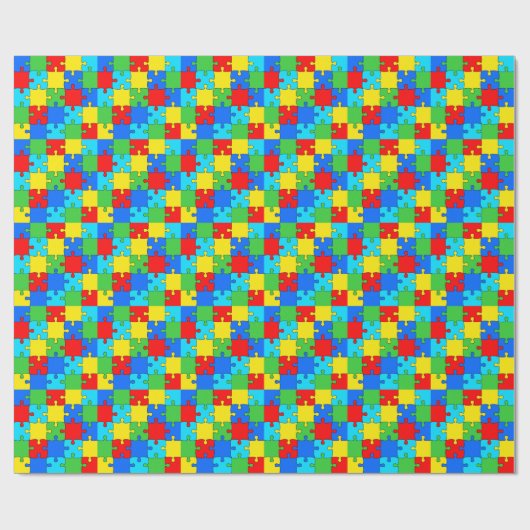 Kleurig puzzelpatroon voor puzzelstukpuzzels cadeaupapier (Vlak)