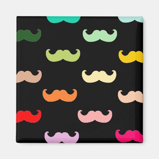 Kleurig Rainbow Mustache patroon op zwart Magneet (Voorkant)
