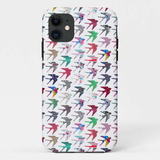 Kleurig rondzwalgend vogelpatroon Case-Mate iPhone case (Achterkant)