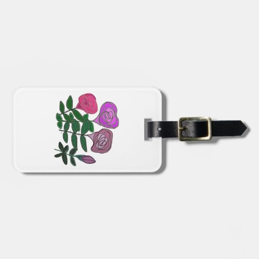Kleurig Roos ontwerp Bagagelabel (Voorkant horizontaal)