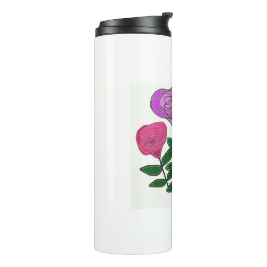 Kleurig Roos ontwerp Thermosbeker (Gedraaid links)