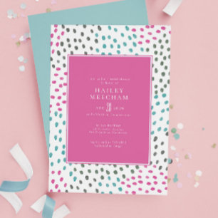 Kleurig roze Blauwgroen gekleurd Confetti Vrijgeze Kaart