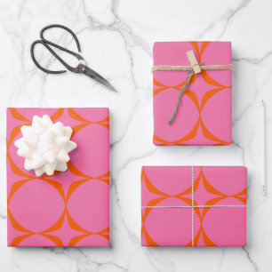Kleurig roze en Oranje middenpatroon Inpakpapier Vel