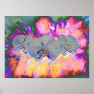 Kleurig schilderij van orchidee voor abstracte wat poster