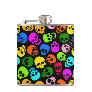Kleurig Skulls-patroon in zwart Heupfles