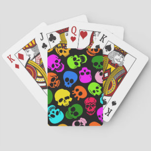 Kleurig Skulls-patroon in zwart Pokerkaarten