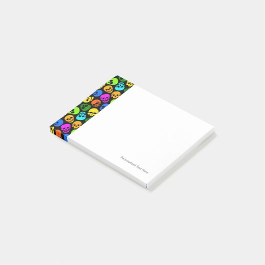 Kleurig Skulls-patroon in zwart Post-it® Notes (Schuin)