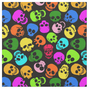 Kleurig Skulls-patroon in zwart Stof