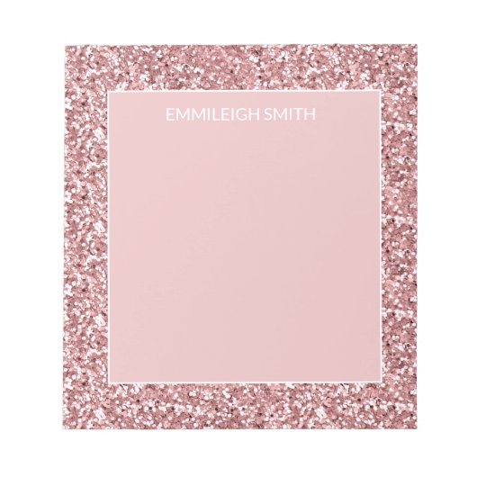 Kleurig Sparkle Roze Glitter Name Notitieblok (Voorkant)