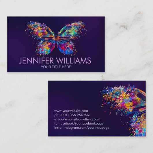 Kleurig spintavlindervisitekaartje visitekaartje