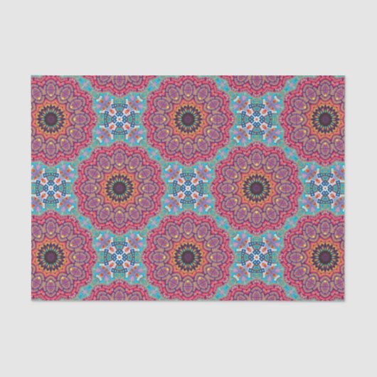 Kleurig stijlvol Boho Mandalas Geometrisch Patroon Tissuepapier (Voorkant)