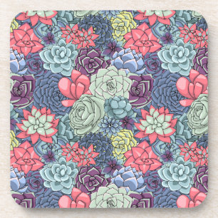 Kleurig Succulent Patroon Bier Onderzetter