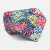 Kleurig Succulent Patroon Stropdas (Opgerold)