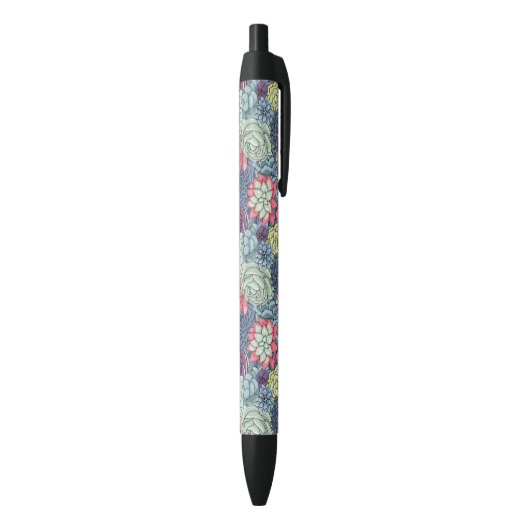 Kleurig Succulent Patroon Zwarte Inkt Pen (Achterkant (Verticaal))
