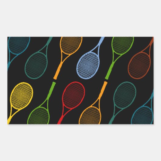 kleurig tennisracketpatroon rechthoekige sticker (Voorkant)