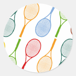 kleurig tennisracketpatroon ronde sticker