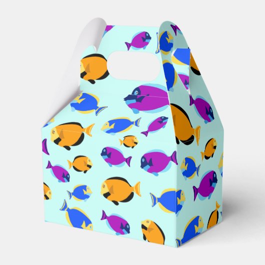 Kleurig tropisch vispatroon in blauw Zee Bedankdoosjes (Achterkant)