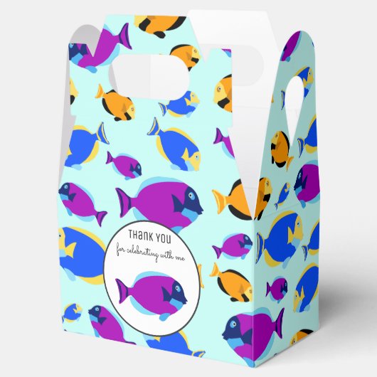 Kleurig tropisch vispatroon in blauw Zee Bedankdoosjes (Geopend)