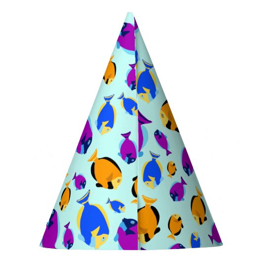 Kleurig tropisch vispatroon in blauw Zee Feesthoedjes (Achterkant)