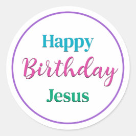 Kleurig Verjaardagsfeest Jezus Ronde Sticker