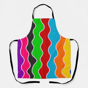 Kleurig verticaal retro golvy lijnpatroon schort