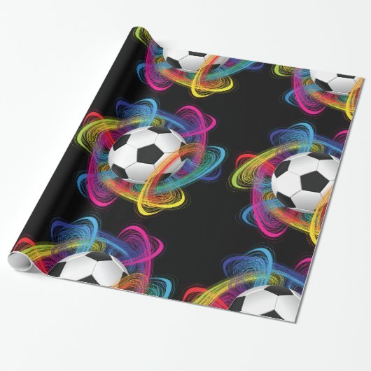 Kleurig Voetbal glanzend papier voor het oppakken (Uitgerold)