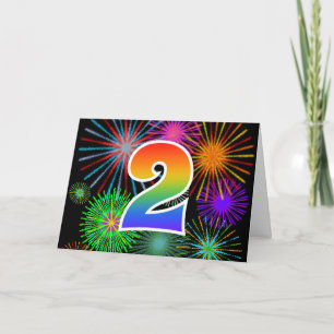 Kleurig vuurwerk + regenboogpatroon "2" Event # Kaart
