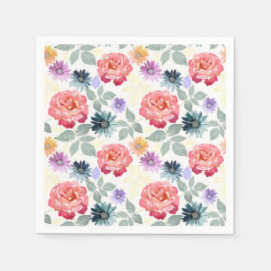 Kleurig waterverf floreel patroon. servet