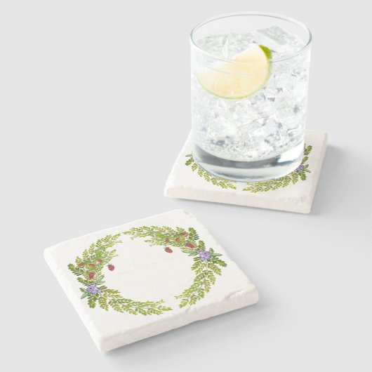 Kleurig waterverf patroon van bessen muismat c stenen onderzetter (Zijkant)