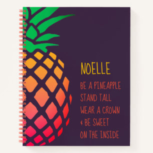 Kleurig 'wees een ananas'-gedicht Paarse notebook Notitieboek