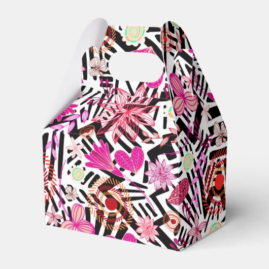 Kleurig zwart-wit bloemen patroon voor bo bedankdoosjes (Voorkant Zijde)