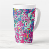 kleurige abstracte florale oplossing latte mok (Rechterhoek)