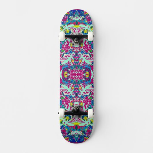 kleurige abstracte florale oplossing skateboard (Voorkant)