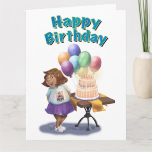 Kleurige Ballon Verjaardagsmeisje Kaart