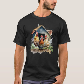 Kleurige biologische boerderij kippenhuis Nr 5 T-shirt