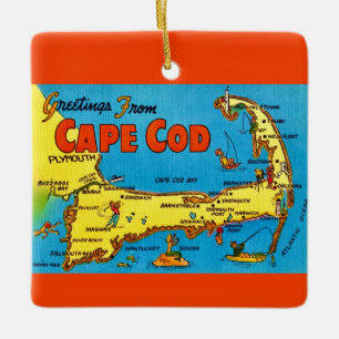Kleurige Cape Cod kaart ornament